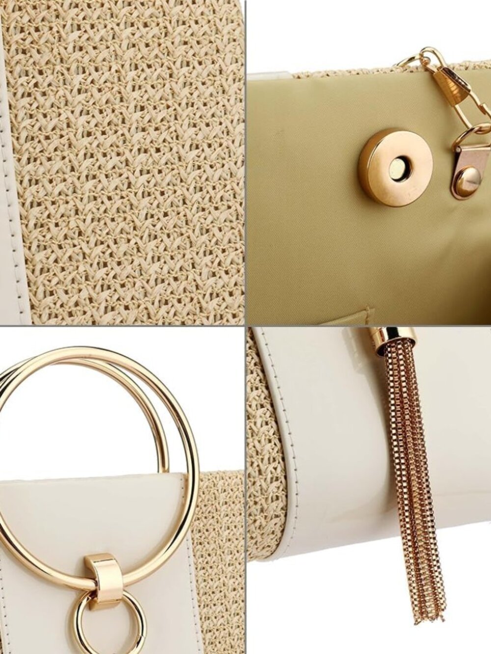 Straw Handbag Evening Bag Clutch Purses for Women, Fashion Summer Beach Tote Tas - Picture 7 of 7